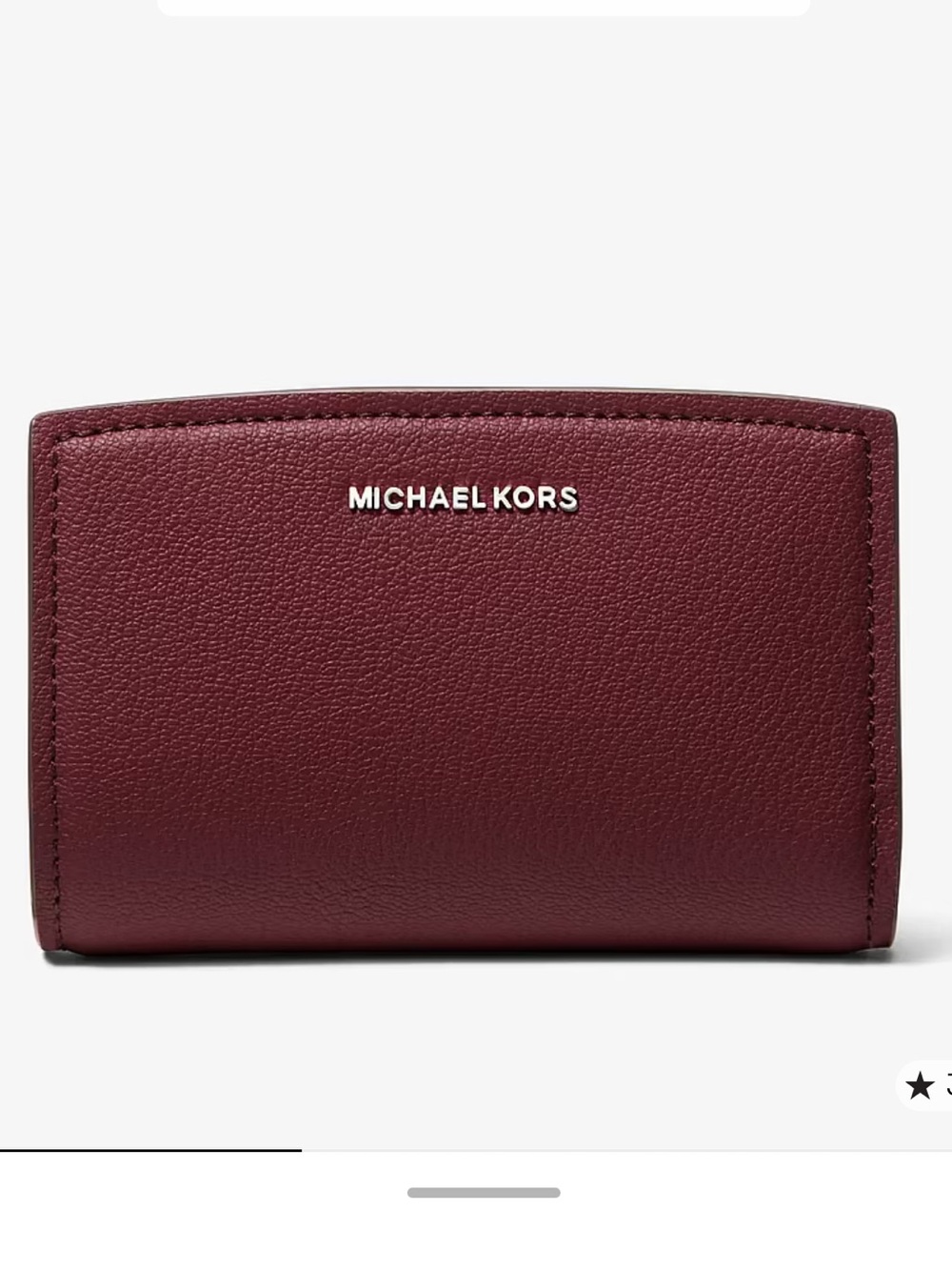Michael Kors Pebbled Leather Card Case Wallet - Oxblood.